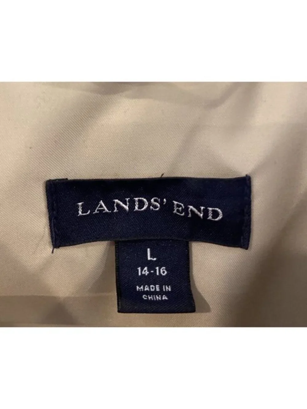 Lands' End Trench Coat Button Front Tan Size Large 14 16
